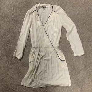 Ella Moss White long sleeved dress with black leather detail | M